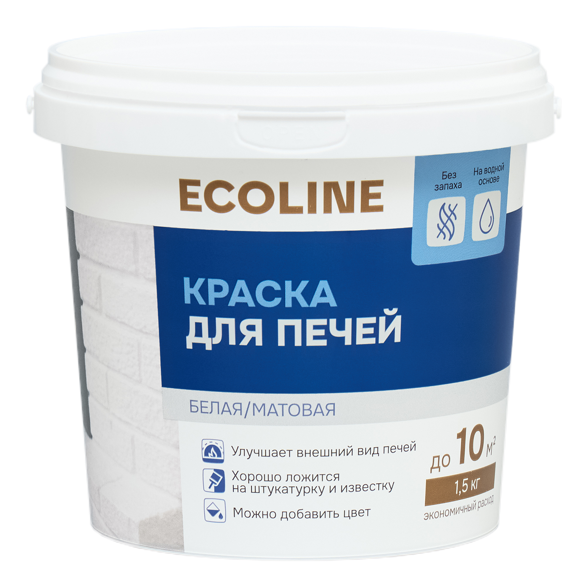 Изображение товара Краска для печей Ecoline матовая цвет белый 1.5 кг Изображение товара Краска для печей Ecoline матовая цвет белый 1.5 кг