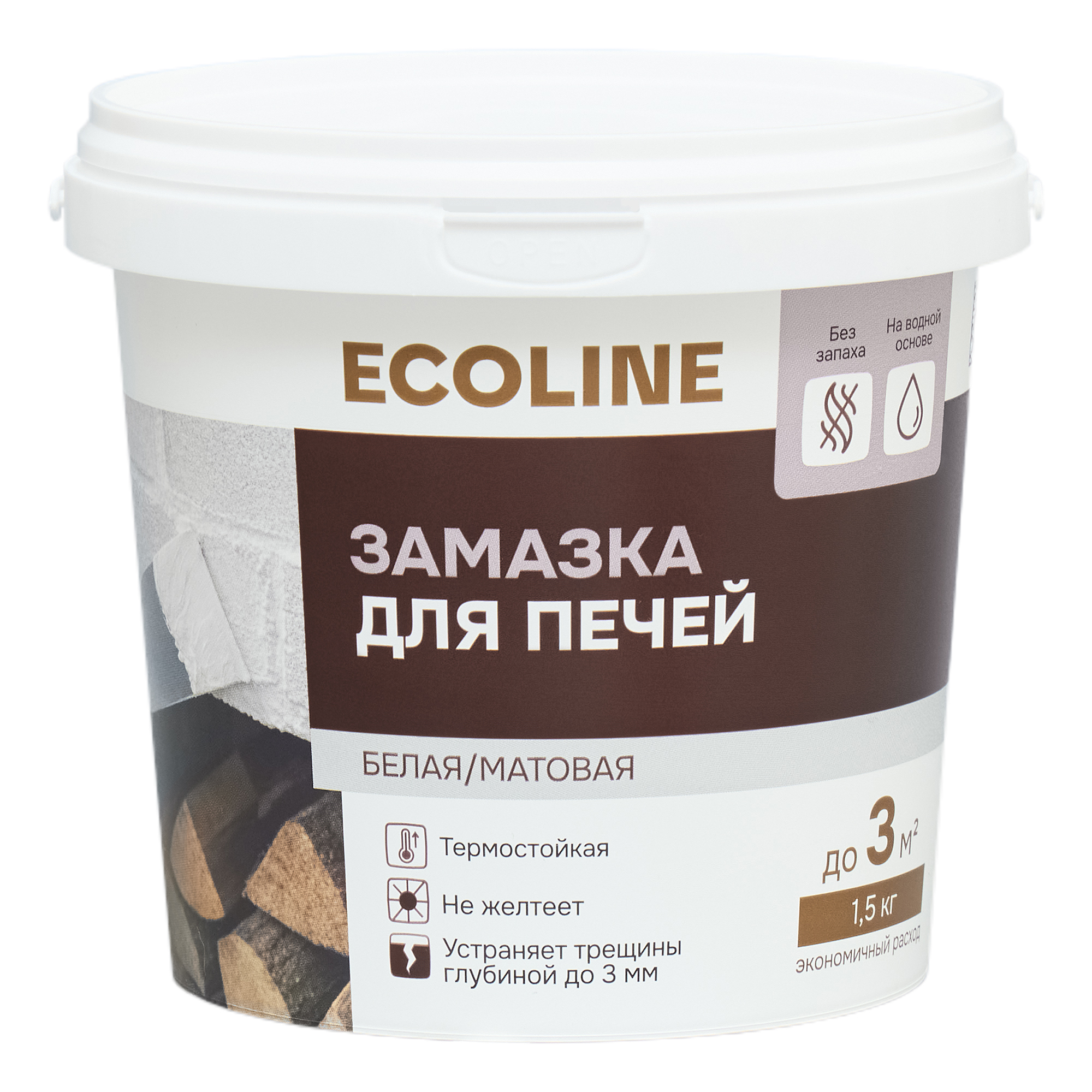 Изображение товара Термостойкая замазка для печей EcoLine 1.5 кг, белая, готовая к использованию Изображение товара Термостойкая замазка для печей EcoLine 1.5 кг, белая, готовая к использованию