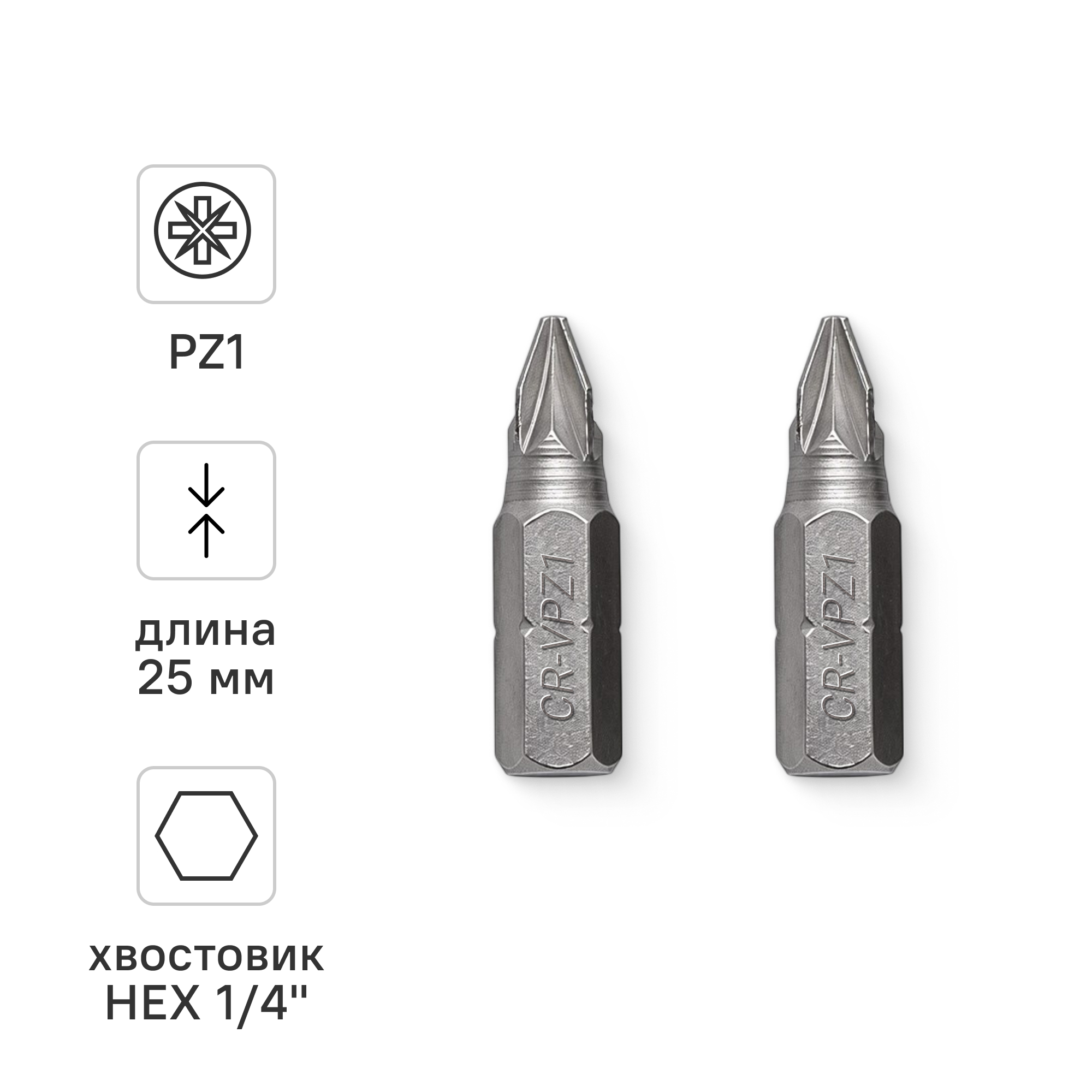 Изображение товара Бита магнитная Vira 554116 PZ1x25 мм, 2 шт.