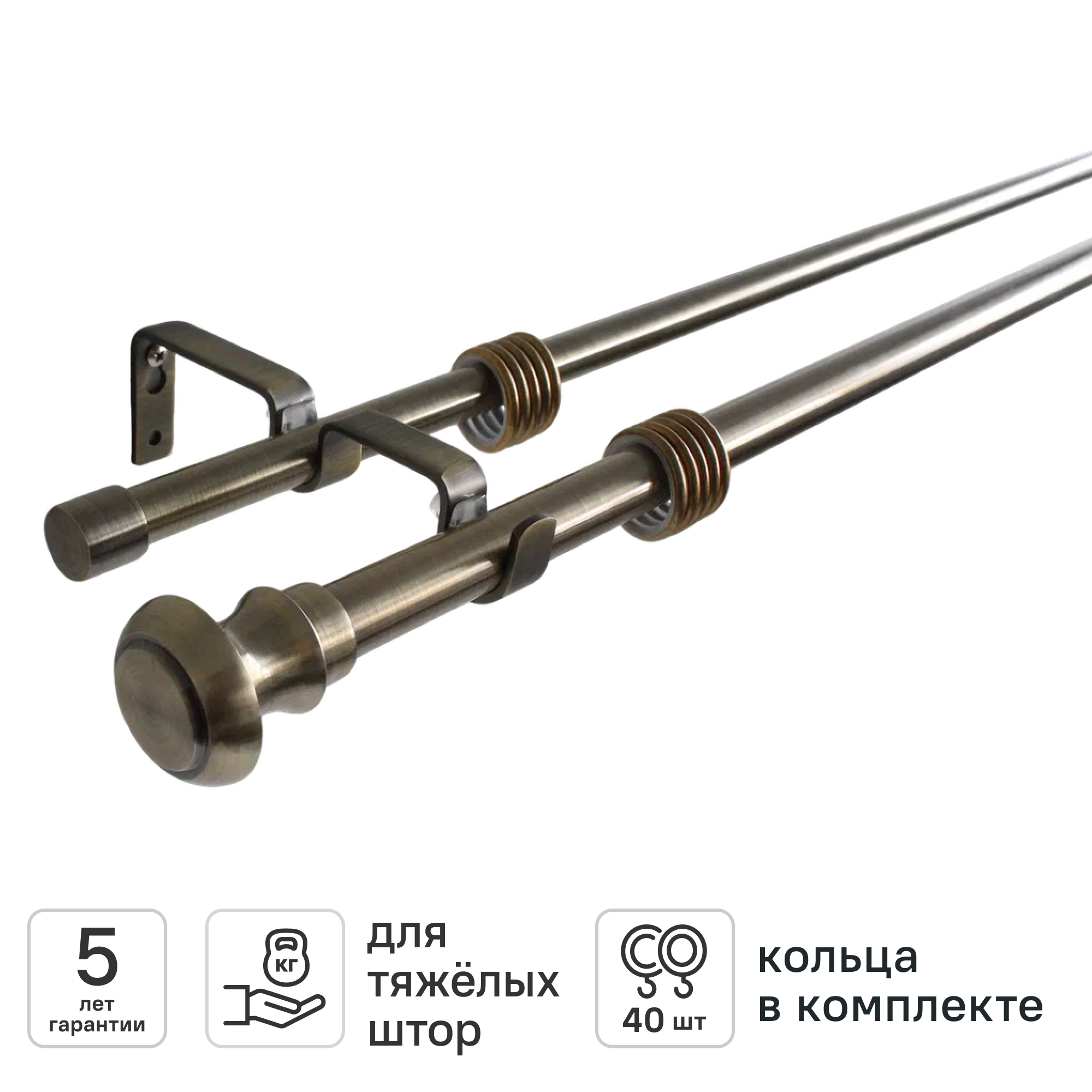 Изображение товара KREAFORTA Аттика d16/19 настенный карниз 160-300 см латунь Изображение товара KREAFORTA Аттика d16/19 настенный карниз 160-300 см латунь