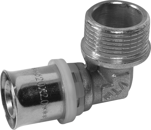 Угол комбинированный 90° Valtec 3/4"x20 мм НР никелированная латунь VTM.253.N.002005