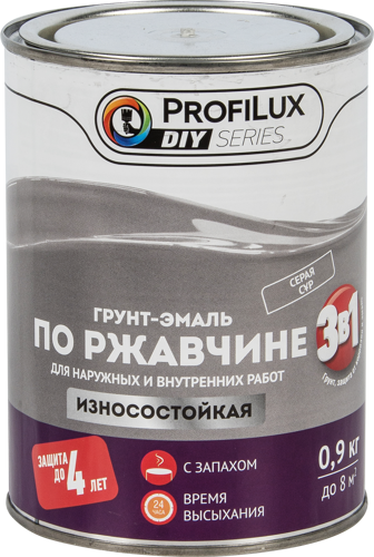 Грунт-эмаль 3 в 1 Profilux гладкая цвет серый 0.9 кг - фото 2
