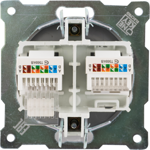 Розетка компьютерная двойная встраиваемая Onekey Florence RJ45 UTP cat 5e цвет серый - фото 4