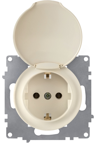 Розетка встраиваемая Onekey Florence с заземлением с крышкой цвет бежевый - фото 3