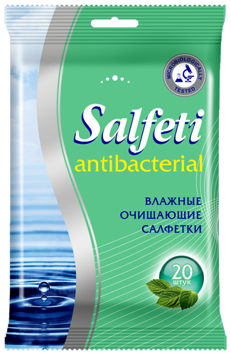 Салфетки влажные антибактериальные Salfeti SA-20, 20 шт.