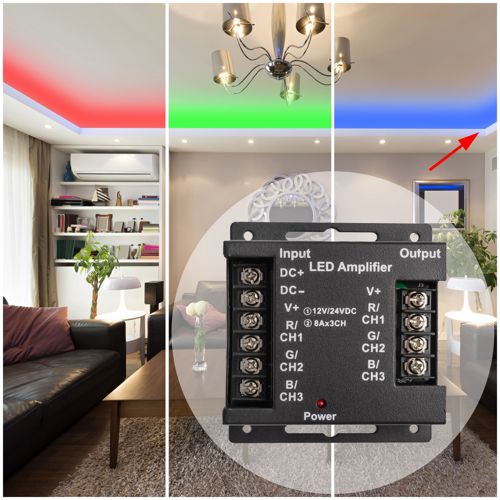 Усилитель RGB 12-24 В 288 Вт 5 А на канал до 20 м ленты IP33 - фото 8