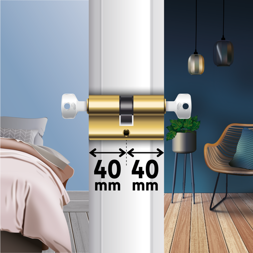 Цилиндр Standers TTAL1-4040GD, 40x40 мм, ключ/ключ, цвет латунь - фото 5