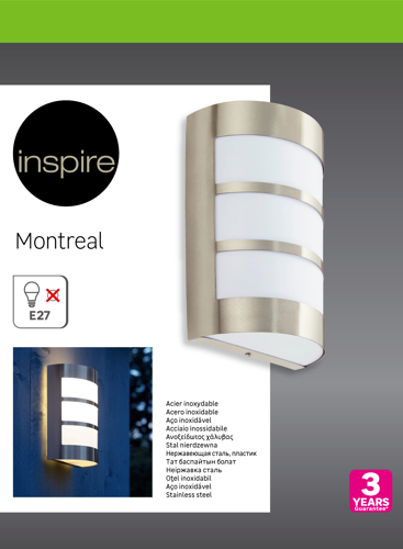 Светильник уличный настенный Inspire Montreal E27 40 Вт IP44 цвет серебро - фото 4