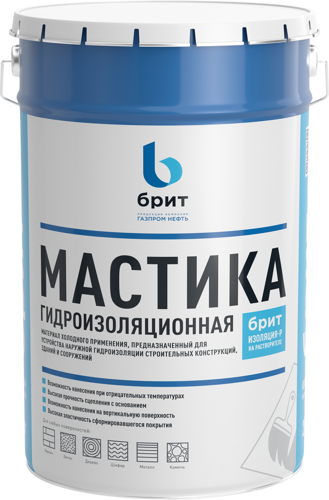 Мастика гидроизоляционная битумно-полимерная Брит Изоляция-Р 20 кг