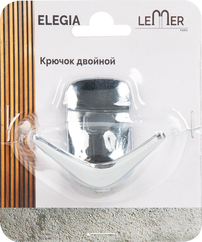 Крючок для ванной комнаты Lemer Elegia двухрожковый нержавеющая сталь цвет хром - фото 4