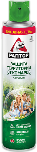 Аэрозоль для защиты территории от комаров Раптор 400 мл