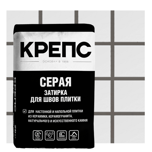 Затирка цементная Крепс цвет серый 20 кг