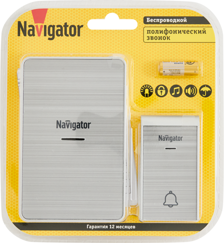 Дверной звонок беспроводной Navigator 80 510 36 мелодий цвет серый - фото 9