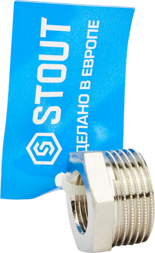 Футорка Stout 1"x1/2" ВР-НР мм никелированная латунь - фото 3