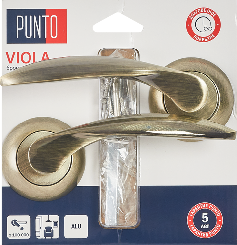 Дверные ручки Punto Viola без запирания цвет бронза - фото 3