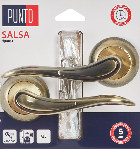 Дверные ручки Punto Salsa без запирания цвет бронза - фото 3