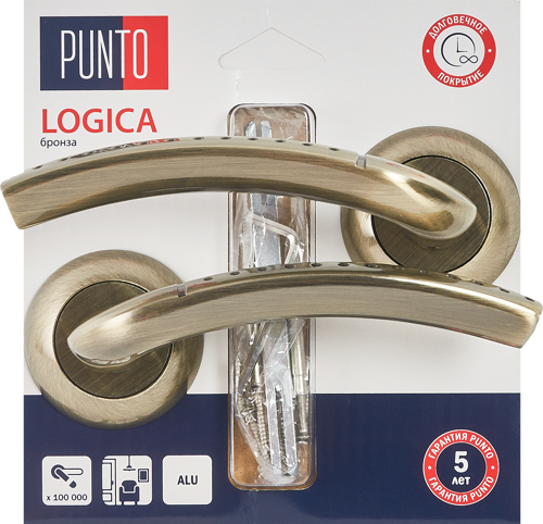 Дверные ручки Punto Logica без запирания цвет бронза - фото 3