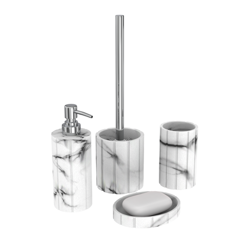 Дозатор для жидкого мыла Lemer Marble цвет белый - фото 2