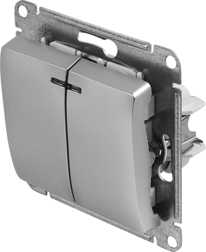 Выключатель встраиваемый Systeme Electric Glossa 2 клавиши цвет алюминий