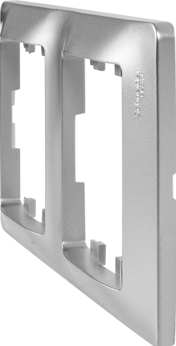 Рамка для розеток и выключателей Systeme Electric Glossa 2 поста вертикальная цвет алюминий - фото 3