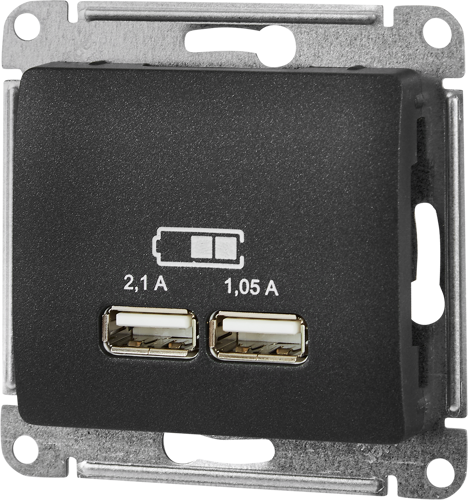 Розетка USB встраиваемая Systeme Electric Glossa цвет антрацит - фото 2