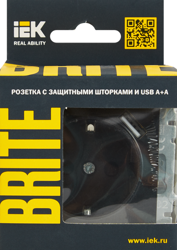 Розетка USB встраиваемая IEK Brite РЮш10-1-БрЧ с заземлением цвет черный - фото 5