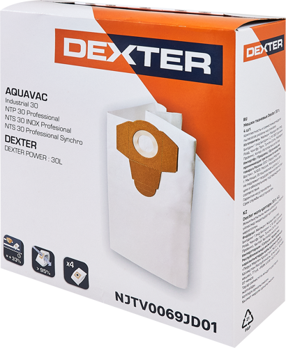 Мешки тканевые для пылесоса Dexter NJTV0069JD01 30 л, 4 шт. - фото 2