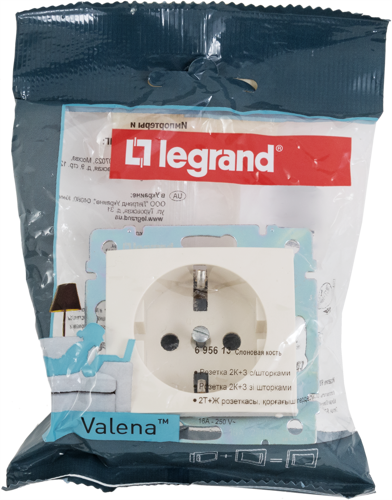 Розетка с заземлением - Legrand Valena - со шторками 16А 250В винтовые зажимы - слоновая кость - фото 7