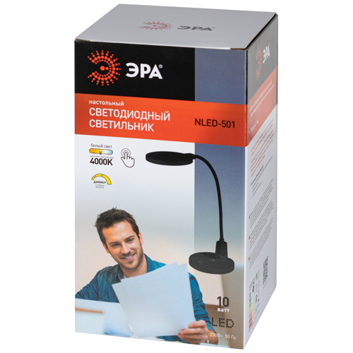 Настольная лампа светодиодная Эра LED-501-10W-BK нейтральный белый свет цвет черный, с регулировкой яркости - фото 14