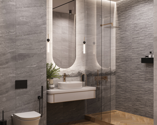 Плитка настенная Gracia Ceramica Fog 25x60 см 1.2 м² матовая с sugar эффектом цвет серый полосы - фото 4