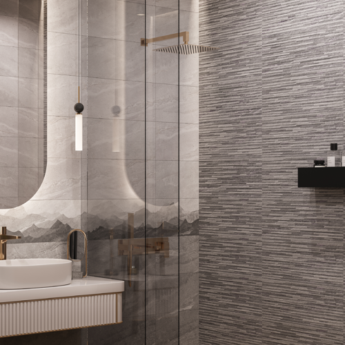 Плитка настенная Gracia Ceramica Fog 25x60 см 1.2 м² матовая с sugar эффектом цвет серый полосы