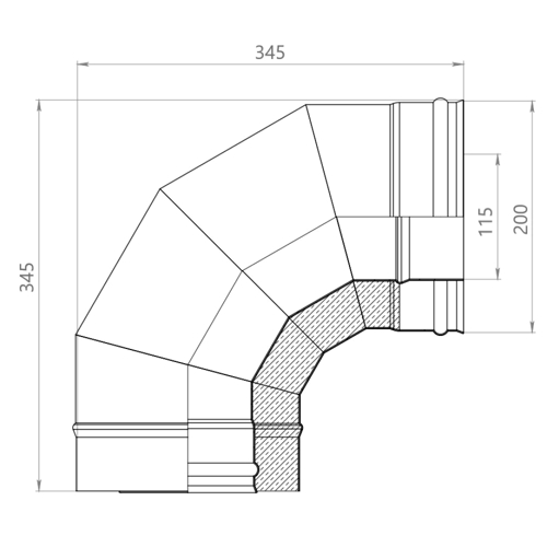 Сэндвич-колено Металлик и Ко 90° D115x200 мм 430/0.8 мм - фото 4