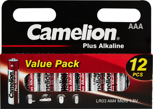 Батарейка Camelion Plus Alkaline LR03-HP12 алкалиновая LR03 AAA 12 шт.