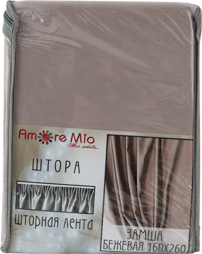 Штора на ленте Замша 160x260 см полиэстер однотон цвет бежевый - фото 7