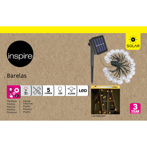 Гирлянда светодиодная Inspire "Barelas" на солнечных батареях 5 м цвет белый - фото 5