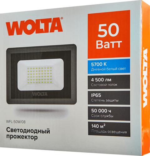 Прожектор светодиодный уличный Wolta WFL-50W/08 50 Вт 5700К IP65 нейтральный белый свет - фото 6