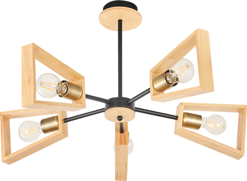 Люстра потолочная Семь огней Шерлас 5 ламп, 15 м², цвет черный/золото - фото 4