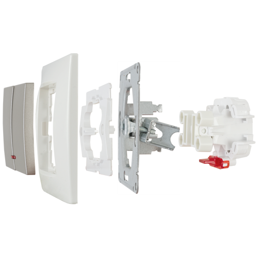 Выключатель встраиваемый Systeme Electric W59 Deco 2 клавиши с подсветкой цвет платина - фото 4