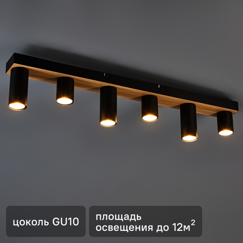 Светильник потолочный Moderni Pine 6573/6C 6 ламп 12 м² цвет черный
