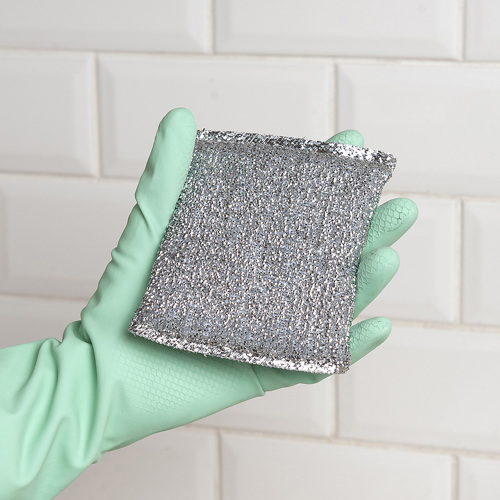 Губка для посуды HomeQueen с металлизированной нитью 12x9 см - фото 4