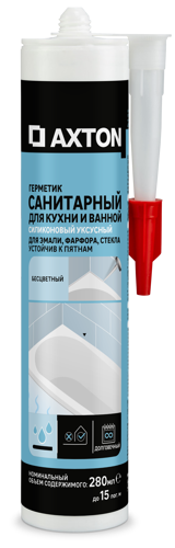 Герметик силиконовый Axton уксусный санитарный бесцветный 280 мл