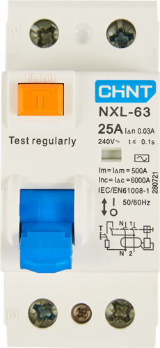 УЗО CHINT NXB-63S 2P 25 A 30 мА 6 кА AC - фото 3