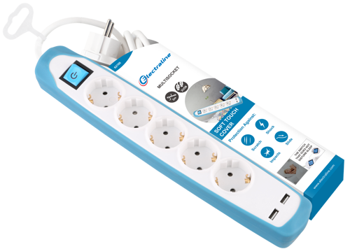 Удлинитель бытовой Electraline 5 розеток с заземлением и выключателем 3x1 мм 2 м цвет белый