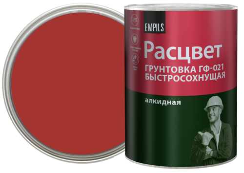 Грунтовка для сухих помещений Расцвет ГФ-021 1 кг цвет красно-коричневый