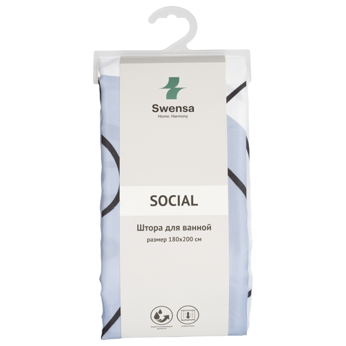 Штора для ванной Swensa Social SWC-95-58 200x180 см полиэстер цвет разноцветный - фото 5