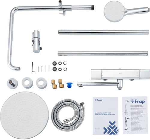 Душевая система Frap Arne F25204 с термостатом 3 режима цвет хром - фото 14