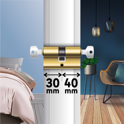 Цилиндр Standers TTAL1-3040GD, 30x40 мм, ключ/ключ, цвет латунь - фото 6
