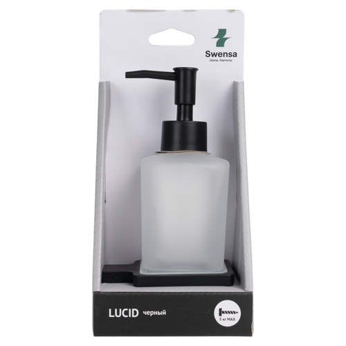 Дозатор для жидкого мыла Swensa Lucid SWR-5400-04-BLK, подвесной, цвет прозрачный/черный - фото 3
