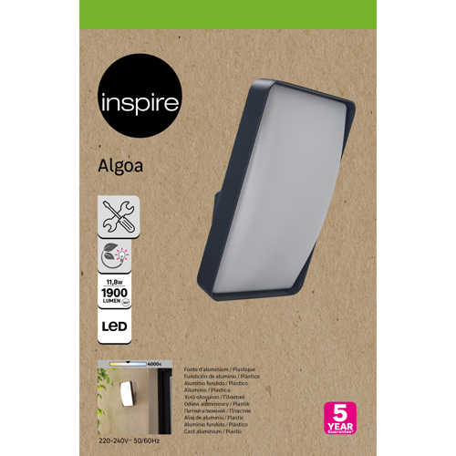 Светильник уличный светодиодный настенный Inspire Algoa 11.8 Вт IP54 цвет серый - фото 6