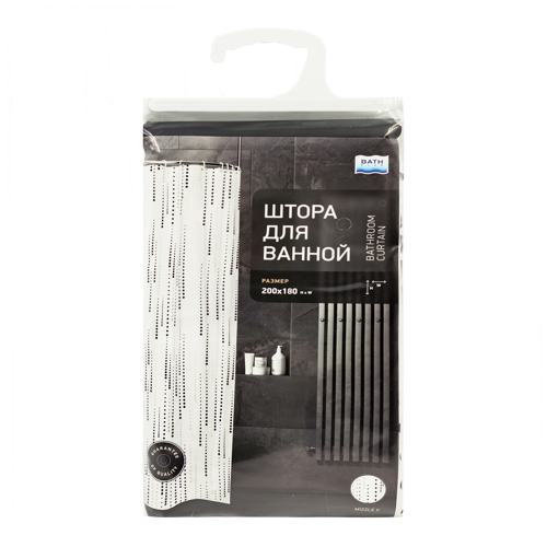 Штора для ванной Bath Plus Charme Red Mizzle II 180x200 см полиэстер цвет белый с черным и золотым - фото 6